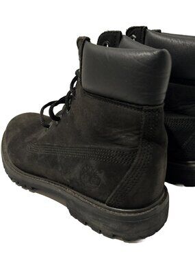 TIMBERLAND Black Leather 6 Inch Premium 8658A Lace-Up Combat Boots Womens 7M